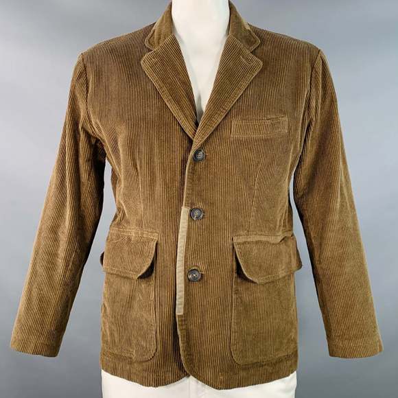 RRL by RALPH LAUREN Brown Corduroy Cotton Suede Trim Notch Lapel Jacket - Picture 1 of 9